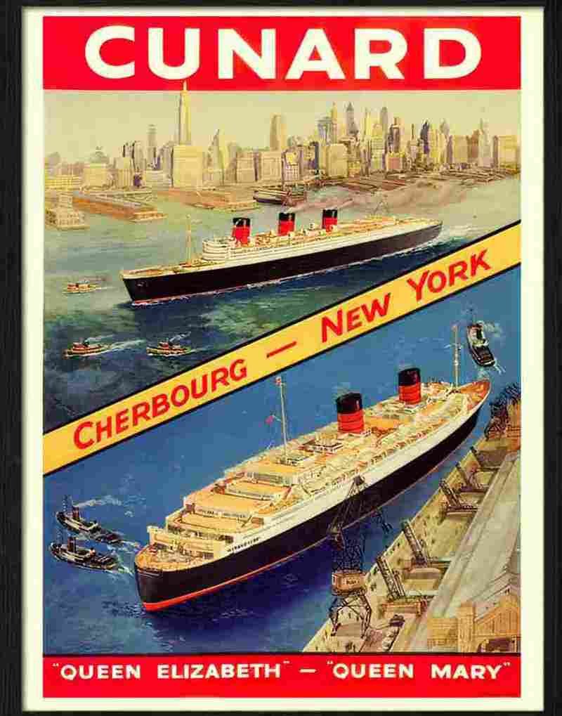 8 cunard cherbourg new york Advert A4 Photo Print