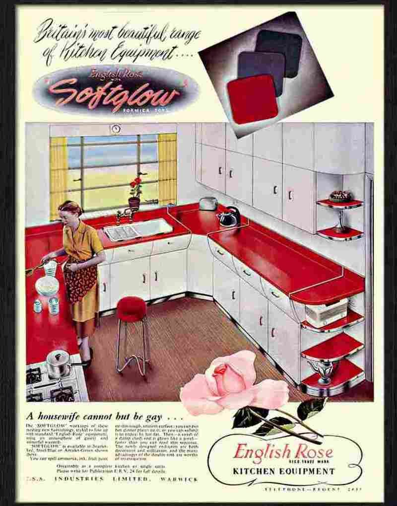 8 english rose formica kitchen 1950s Advert A4 Photo Print
