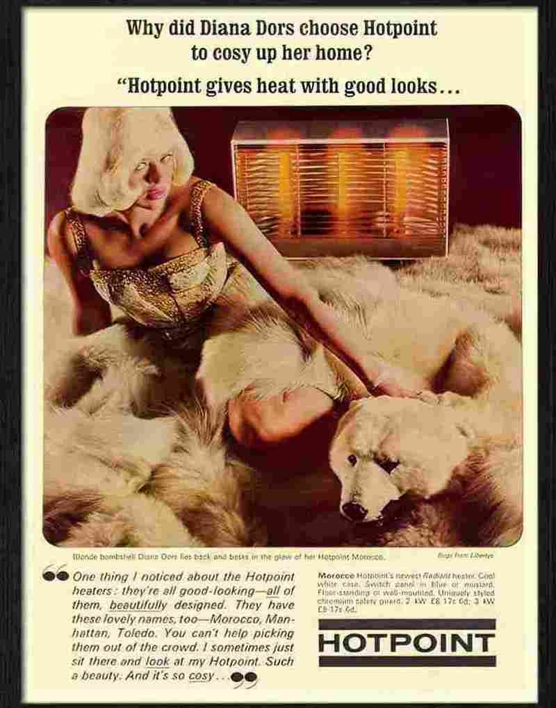 8 hotpoint heater diana dors 1970s 2 Advert A4 Photo Print