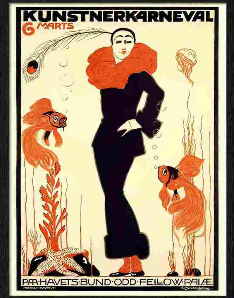 8 kunstnerkarneval thor bogelund 1910s Advert A4 Photo Print