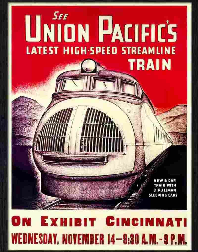 8 union pacific railway train poster 1940s Advert A4 Photo Print