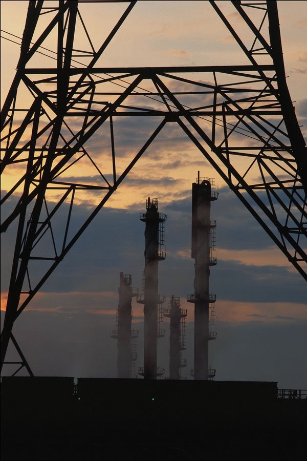 801053 Electricity Pylon And Chemical Plant A4 Photo Print