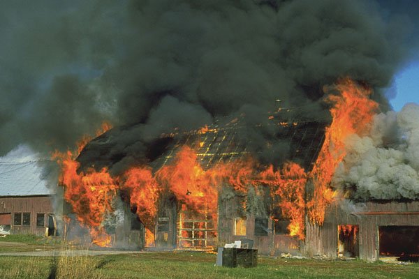 802013 Barn Fire On Farmland Near Ottawa, Ontario, Canada A4 Photo Print