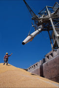 802057 Barge Being Loaded With Grain On Mississippi River In Dubuque, Iowa, U.S.A. A4 Photo Print