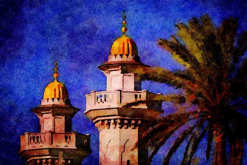 803006 Minarets Of Monastir, Tunisia A4 Limited Edition Watercolour Print