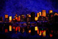 803027 Vancouver Skyline, British Columbia, Canada A4 Limited Edition Watercolour Print