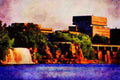803043 Rideau Falls And Pearson Building, Ottawa, Ontario, Canada A4 Limited Edition Watercolour Print