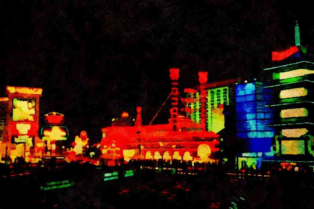803049 City Of Light, Las Vegas, Nevada, U.S.A. A4 Limited Edition Watercolour Print