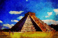 803058 Pyramid, Chichen Itza, Yucatan, Mexico A4 Limited Edition Watercolour Print