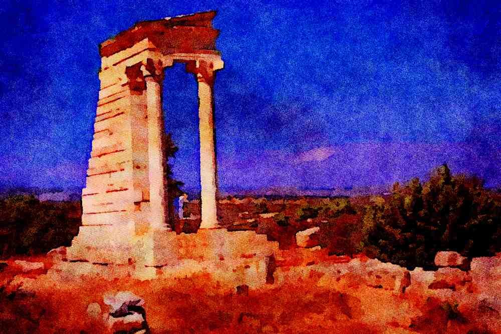 803063 Temple Of Apollo, Cyprus A4 Limited Edition Watercolour Print