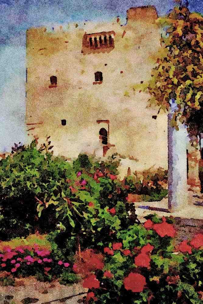 803064 Kolossi Castle, Near Limassol, Cyprus A4 Limited Edition Watercolour Print