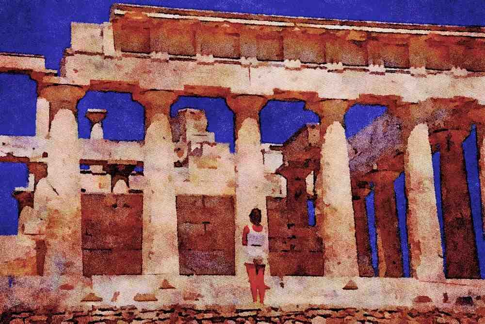 803066 Temple, Aegina, Greece A4 Limited Edition Watercolour Print