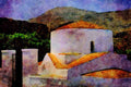 803070 Mountain And Whitewashed Building, Lindos, Rhodes, Greece A4 Limited Edition Watercolour Print