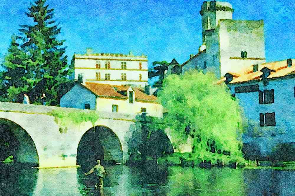 803073 Bourdeilles, Dordogne, France A4 Limited Edition Watercolour Print