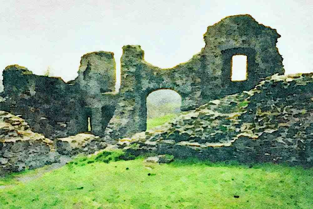 803085 Castle At Newcastle Emlyn, Wales A4 Limited Edition Watercolour Print
