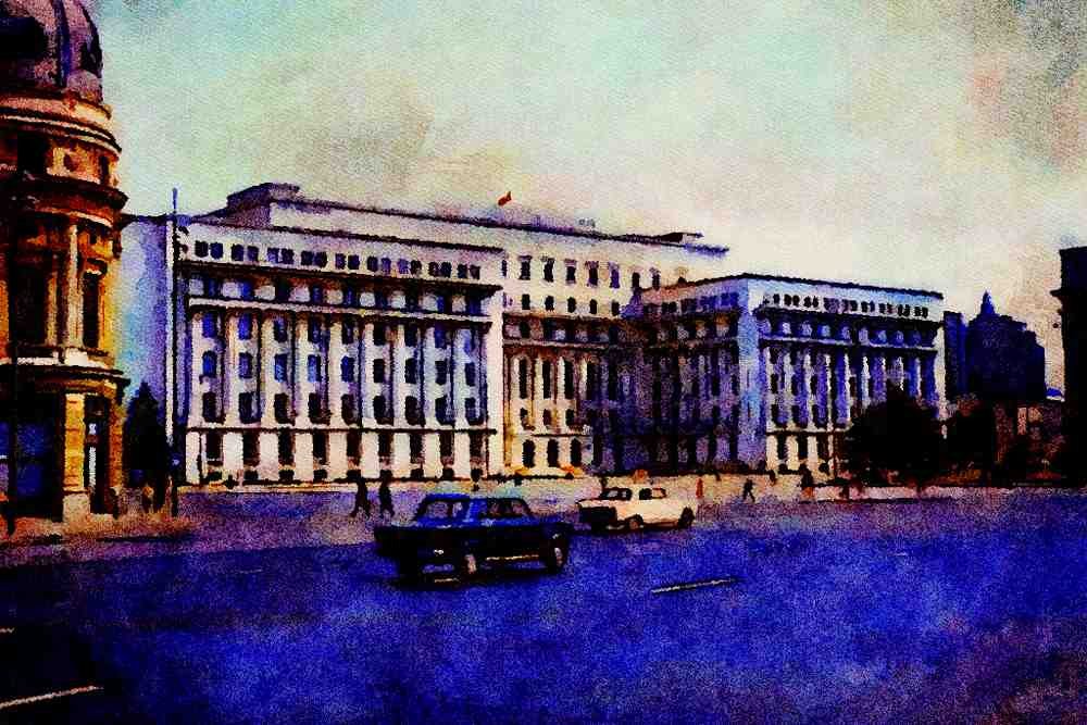 804009 Communist Party Central Committee Building, Bucharest, Romania A4 Limited Edition Watercolour Print