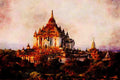 804024 Thatbyinnyu Temple, Pagan, Myanmar A4 Limited Edition Watercolour Print