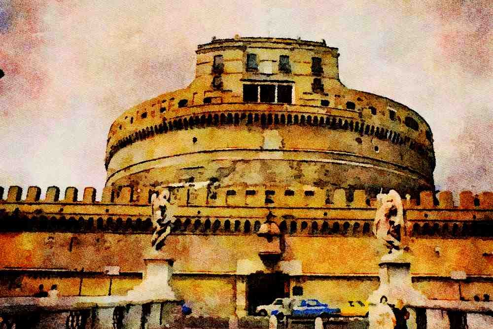 804025 Castel S. Angelo, Rome, Italy A4 Limited Edition Watercolour Print
