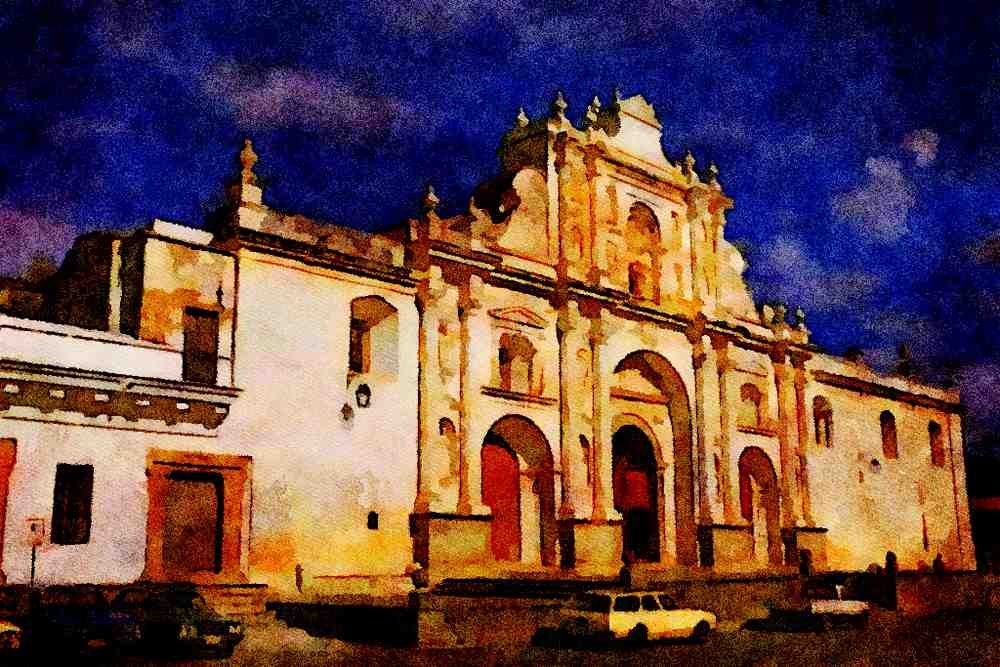 804036 Colonial Architecture, Antigua A4 Limited Edition Watercolour Print