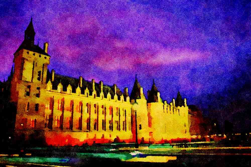 804037 The _Conciergerie_ By Night, Paris, France A4 Limited Edition Watercolour Print
