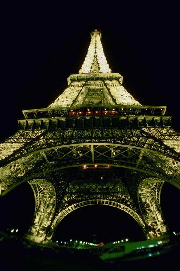 804038 Close up Of The Eiffel Tower By Night, Paris, France A4 Photo Print