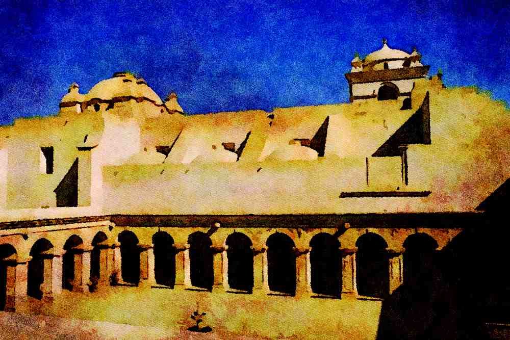 804042 Cloister Of Jesuit Priests, La Compania, Arequipa, Peru A4 Limited Edition Watercolour Print