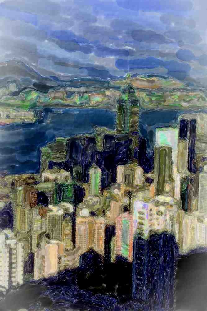 804051 View From Bowen Road, Hong Kong A4 Limited Edition Watercolour Print