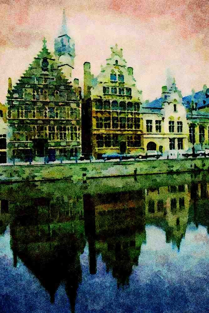 804059 Reflection, Belgium A4 Limited Edition Watercolour Print