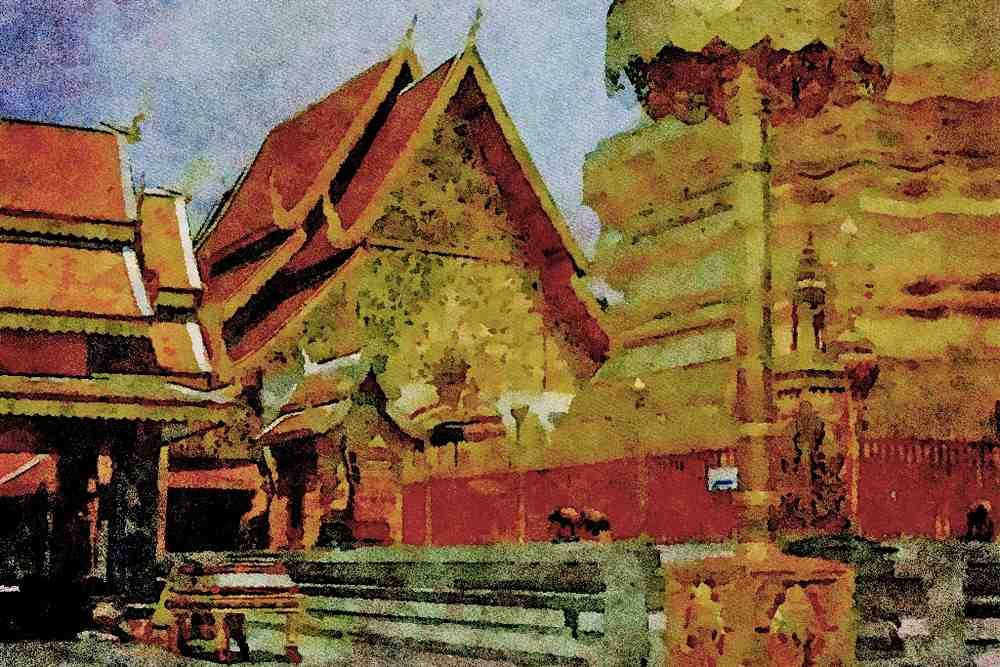 804062 Wat Prathat, Chiang Mai, Northern Thailand A4 Limited Edition Watercolour Print