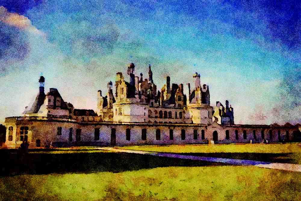 804079 Chateau De Chambord, Loire, France A4 Limited Edition Watercolour Print
