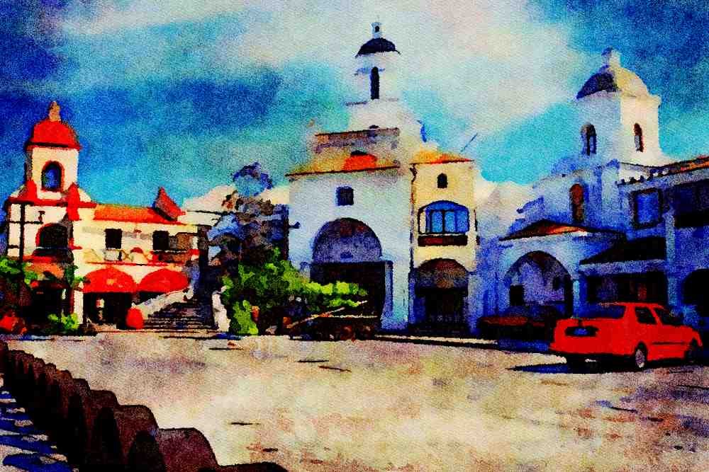 804083 Typical Mexican Architecture A4 Limited Edition Watercolour Print