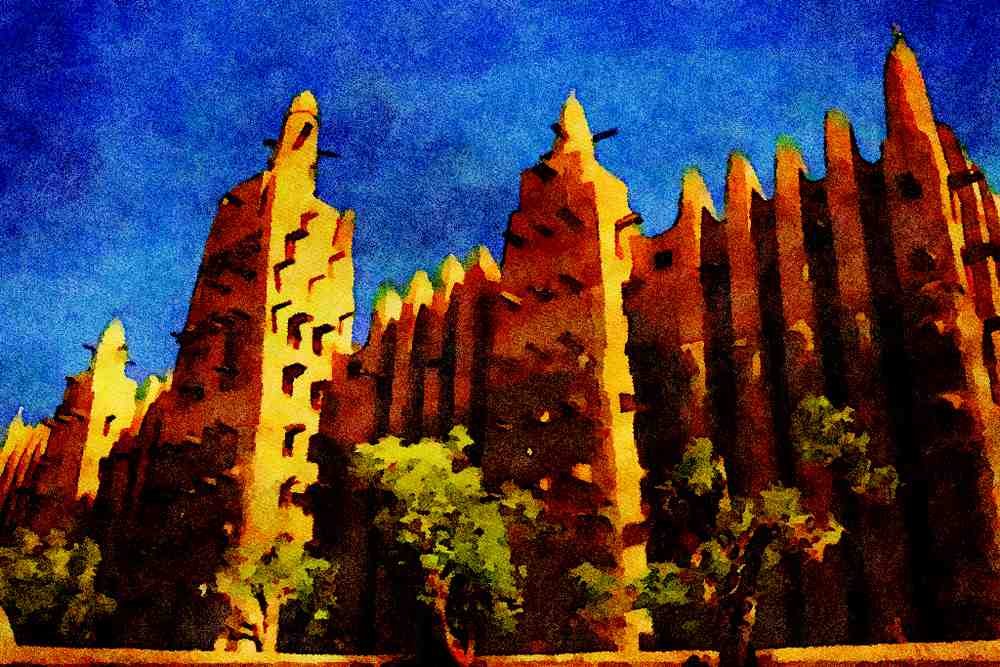 804085 Djenne, Mali A4 Limited Edition Watercolour Print