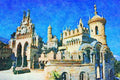 804094 Castillo Colomares, Benalmadena Pueblo, Spain A4 Limited Edition Watercolour Print