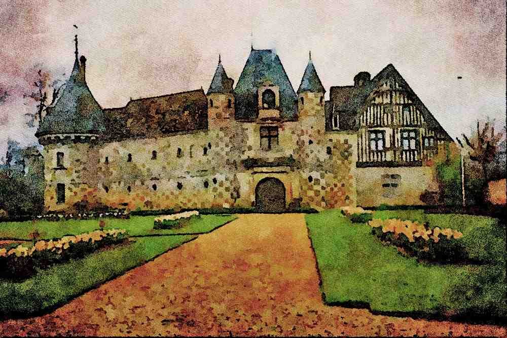 805005 Chateau St. Germain, De Levit, France A4 Limited Edition Watercolour Print