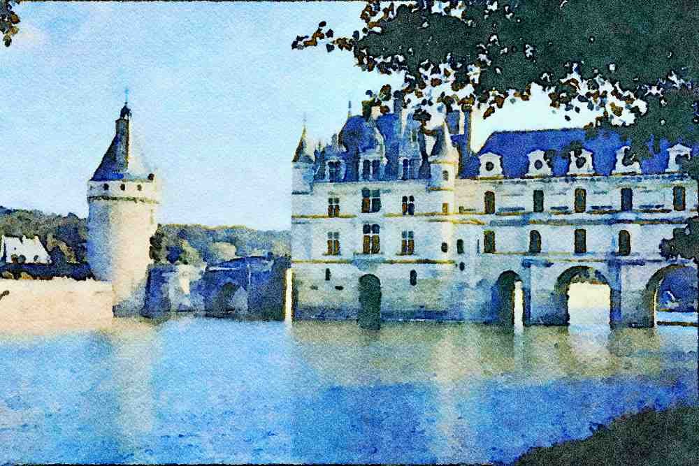 805006 Chateau De Chenonceau, France A4 Limited Edition Watercolour Print