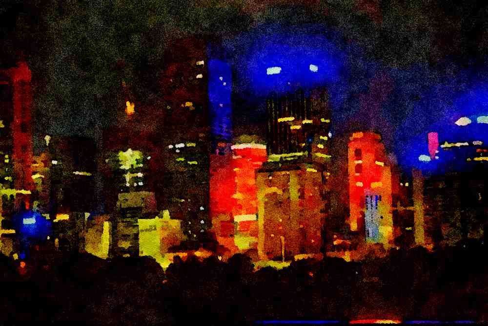 805009 Sydney At Night, Australia A4 Limited Edition Watercolour Print