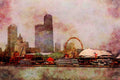 805019 Chicago Skyline, Illinois, U.S.A. A4 Limited Edition Watercolour Print