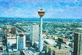 805031 Calgary Tower, Alberta, Canada A4 Limited Edition Watercolour Print