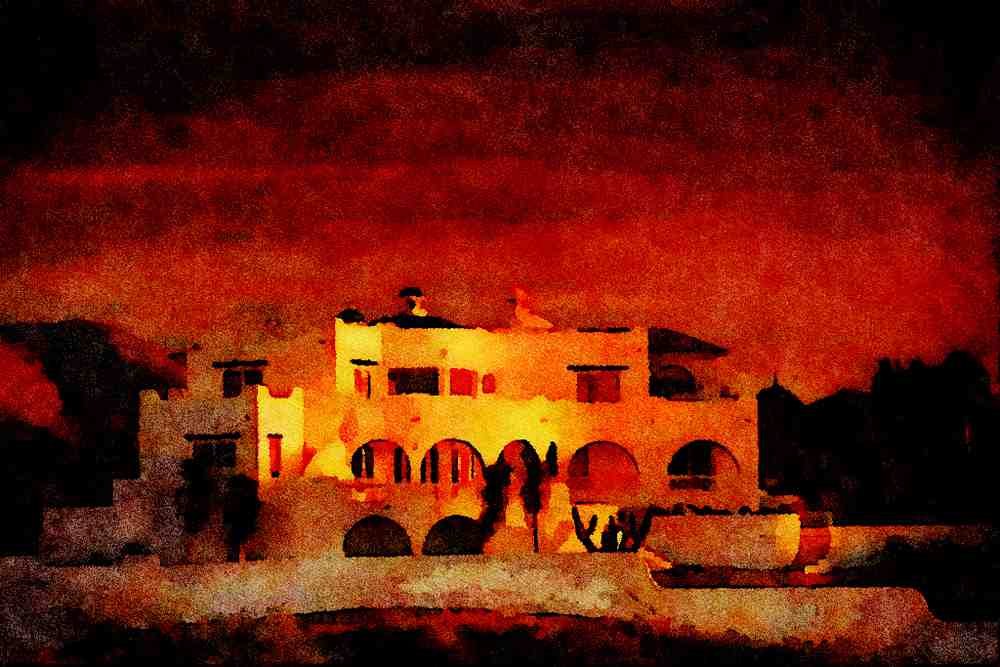 805032 Home Designed By Architect Victor Martinez, Baja, Mexico A4 Limited Edition Watercolour Print