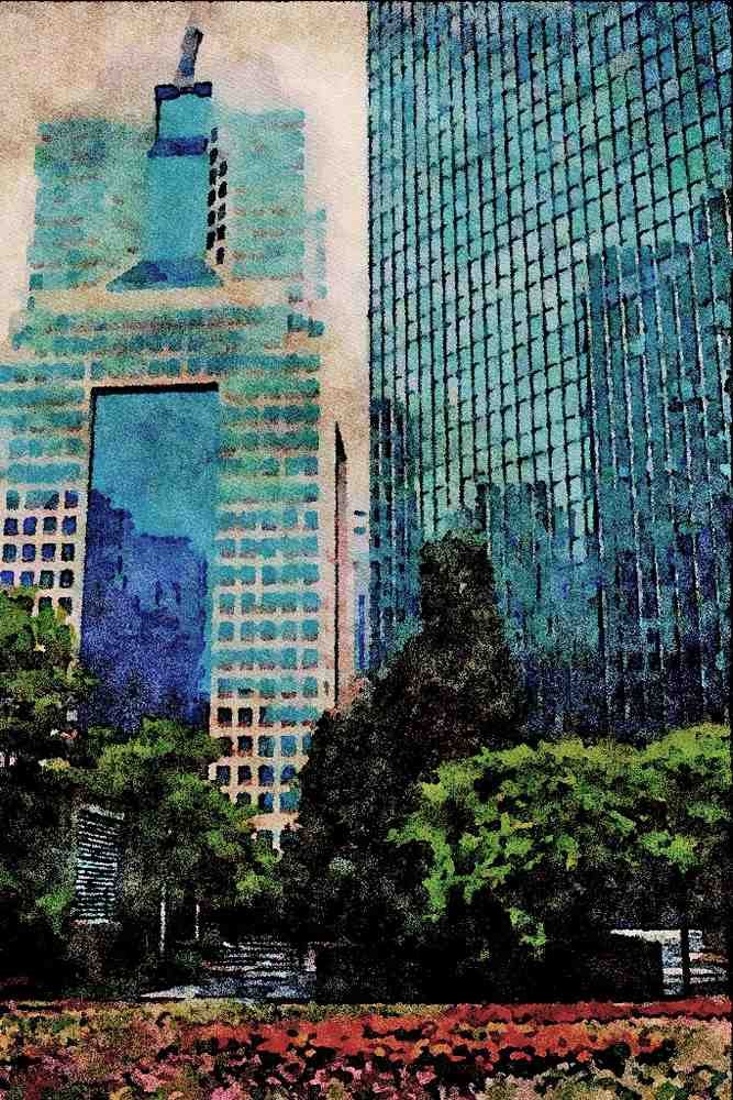805044 View From Equitable Plaza, Pittsburgh, Pennsylvania, U.S.A. A4 Limited Edition Watercolour Print