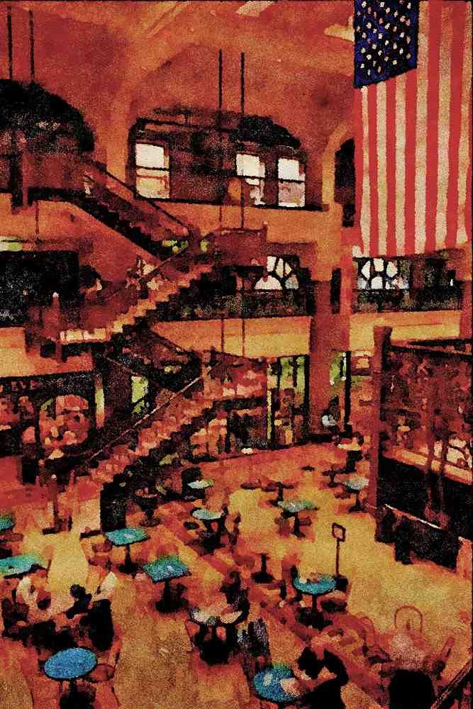 805047 Fancy Staircase In Bourse Building, Philadelphia, Pennsylvania, U.S.A. A4 Limited Edition Watercolour Print