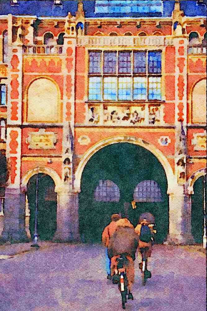 805053 Front Facade Of The Neo Gothic Rijksmuseum, Amsterdam, Netherlands A4 Limited Edition Watercolour Print