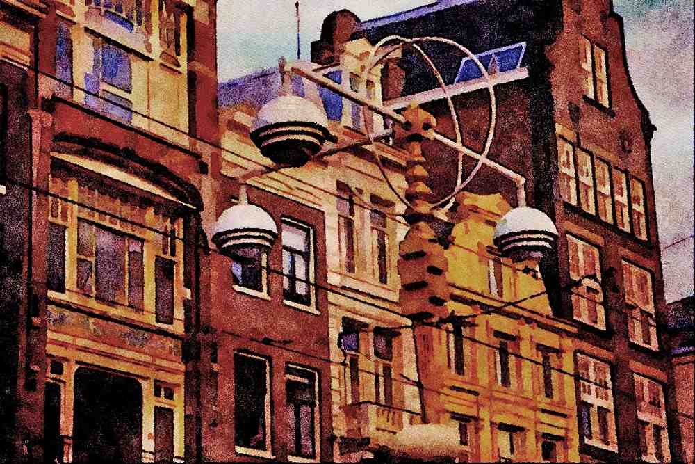 805054 Various Housing Styles Are An Architectural Feast To The Eye, Amsterdam, Netherlands A4 Limited Edition Watercolour Print