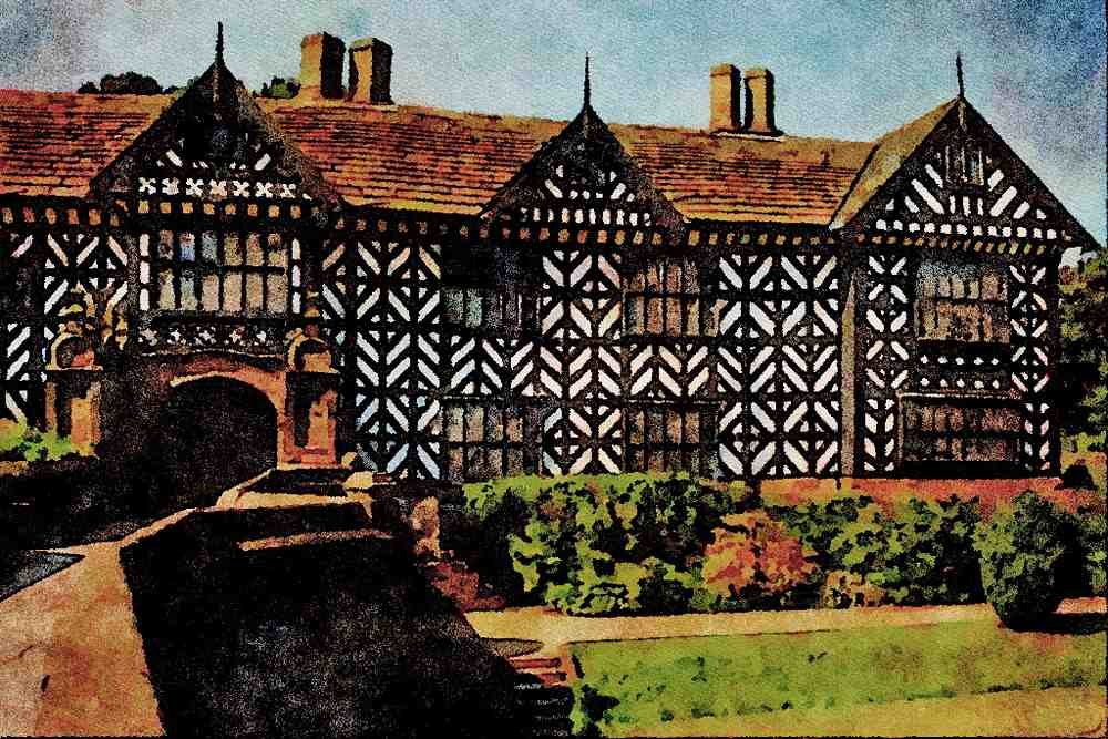 805062 Speke Hall, Tudor Half Timbered House, Merseyside, U. K. A4 Limited Edition Watercolour Print
