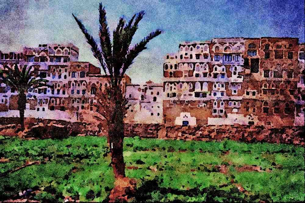 805064 Sana'a, Yemen A4 Limited Edition Watercolour Print