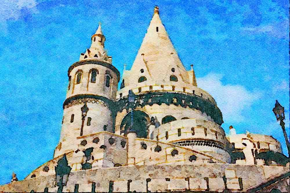 805070 Fisherman's Bastion, Budapest, Hungary A4 Limited Edition Watercolour Print