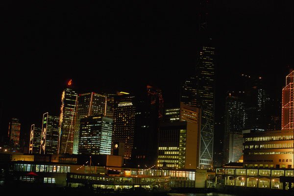805075 Hong Kong At Night, With Star Ferry Passenger Craft A4 Photo Print