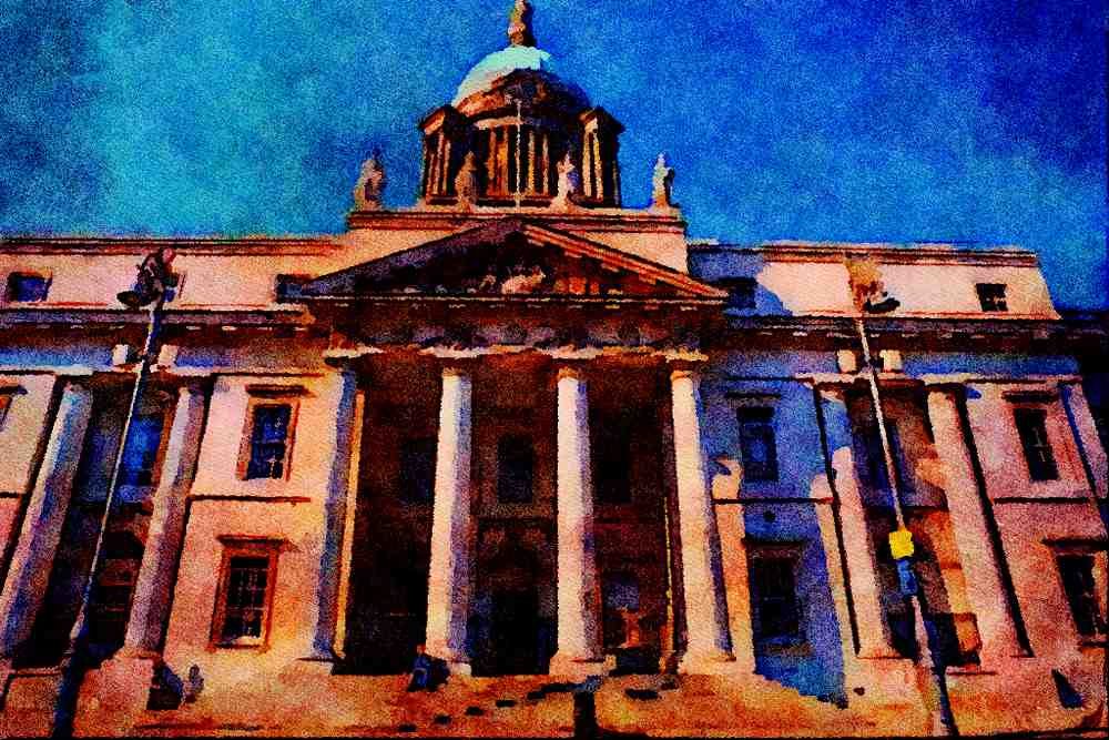 805077 Custom House, Custom House Quay, Dublin, Ireland A4 Limited Edition Watercolour Print