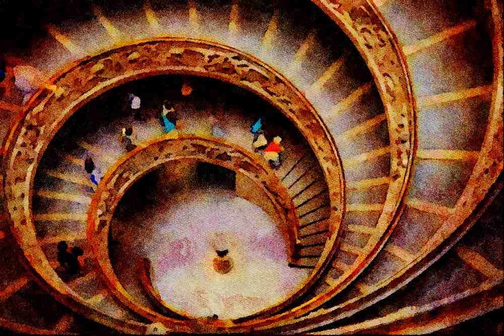 805084 Vatican, Stairway To Heaven, Rome, Italy A4 Limited Edition Watercolour Print