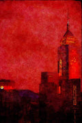 805086 Hong Kong Skyline At Night A4 Limited Edition Watercolour Print